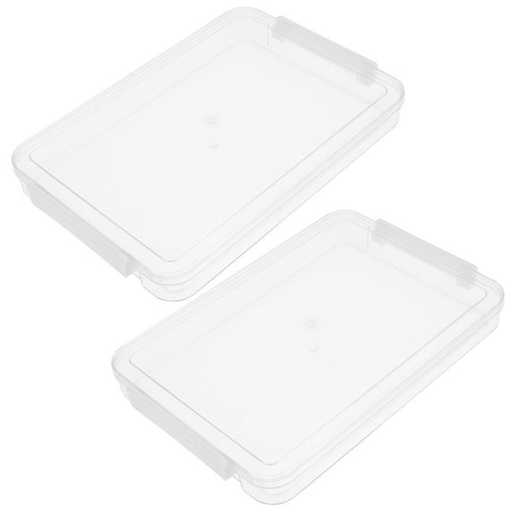 Masteelf 2 Pcs Clear A4 Paper Storage Box With Lids Plastic Stackable Storage Box Desk Paper Magazine Container File Protector Case Organizer For Office Supplies