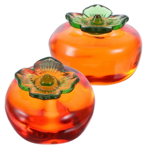 Masteelf  2 Pcs Crystal Paperweight Weights Decorative Decoration Figurine Student Orange