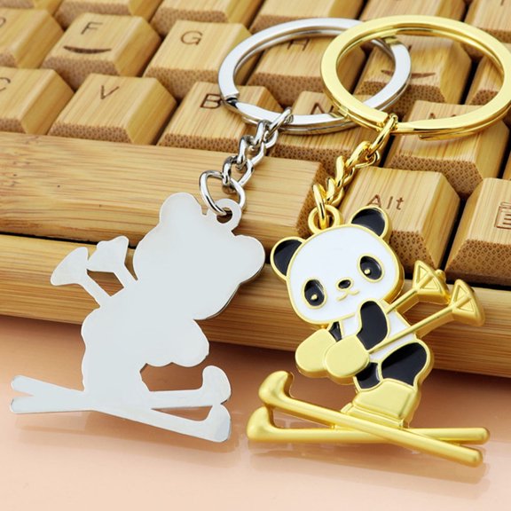 Masteelf 2 Pcs Decorative Panda Keychain Cartoon Ring Mini Bear Ornament