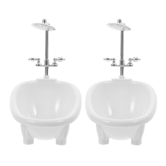 Masteelf 2 Pcs Dolls Bathtub Baby Doll Real Working Bath Set Dollhouse Bathtub With Shower And Faucet Pretend Play Toy For Dollhouse Bathroom Accessories