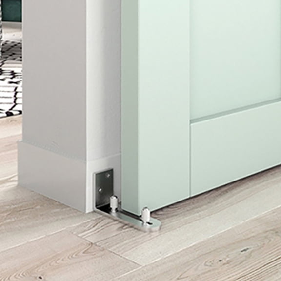 Masteelf  2 Pcs Door Floor Guide Sliding Stop Slider Stainless Rail Silver