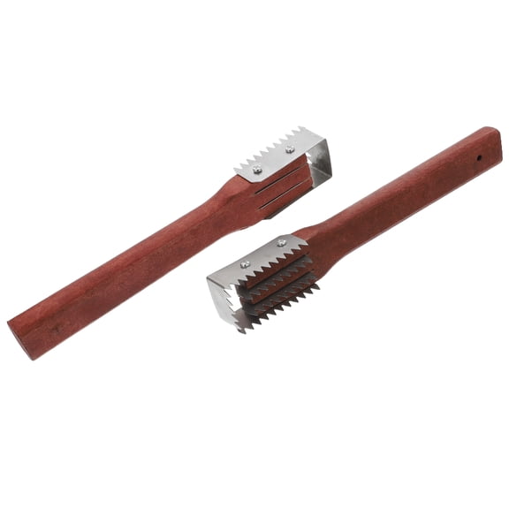 SWETRACE 2-Pack Fish Scale Scrapers with Stainless Steel Blades and Non- Handles for Kitchen Use, Red