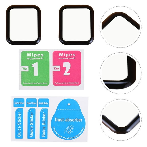 LOLIPPYY Watch Glass Protector Full Coverage 3D Curved Black 2Pcs