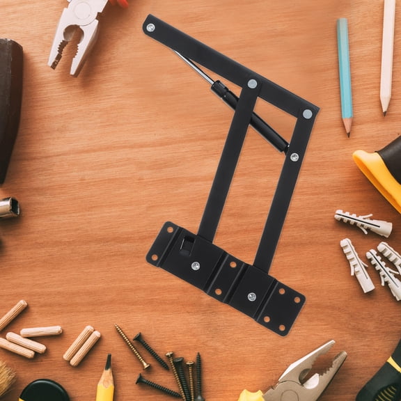 Masteelf Height Adjustable Stable Iron Furniture Lifting Frame with Hydraulic Support for Home Use Black