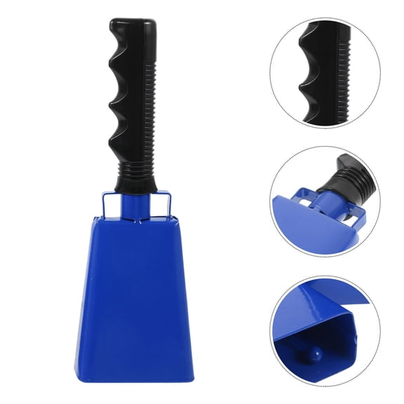 KALLORY Game Cheering Cowbell Blue Metal with Plastic Handle 2Pcs for Fan Gear