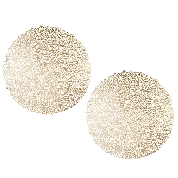 Masteelf Golden PVC Placemats for Placing Plates Non Slip Heat Insulation Pad Elegant Table Decoration 2 Pieces