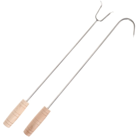 HONITANO Pork Hook Wood Kitchen Roasting Hook 2Pcs 19.7X2.8X1.2In