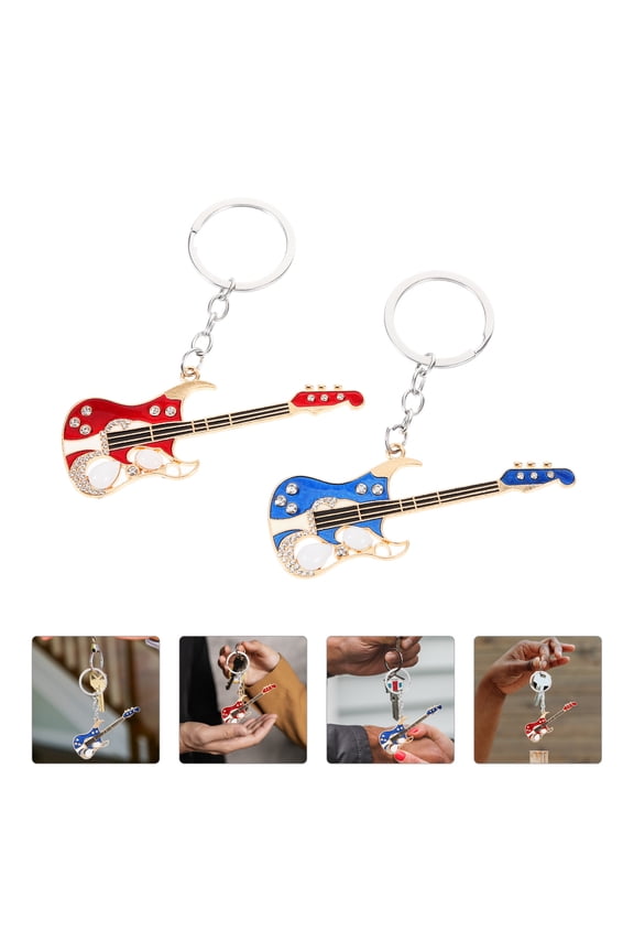 Masteelf 2 Pcs Guitar Keychain Carabiner for Keys Motorcycle Lovers