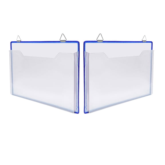 Masteelf 2 Pcs Hanging Document Bag Pocket Folders Wall Paper Rack Storage Blue