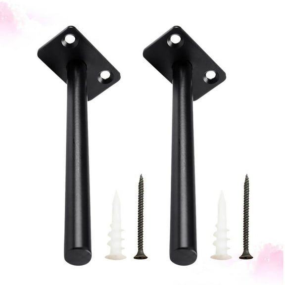LOLIPPYY 2Pcs Wall Mounted Shelf Bracket Black Heavy Duty Cold Rolled Steel with Expansion