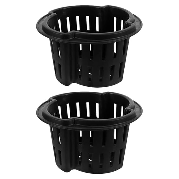 Masteelf  2 Pcs Hydroponic Pot Container Plastic Nursery Mesh Pots Bucket Net Black