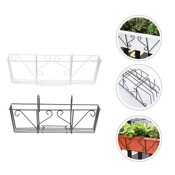 IDEANATEGRATE Railing Hanging Flower Pot Rack Iron 2Pcs 20X7.5In