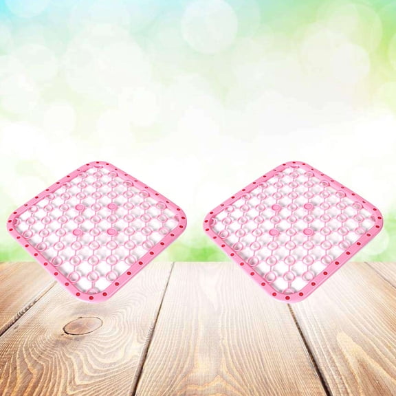 Masteelf 2 Pcs Kitchen Sink Debris Filter Mat Multifunction Square Insulation Pad Table Placemat Washing Holder Dish Drainer (Pink)