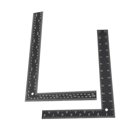 Masteelf 2 Pcs L-shape Drawing Rulers Patchwork Quilting Tailor Student Black