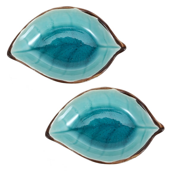 Masteelf 2 Pcs Leaf Spoon Rest Ceramic Ladle Holder Farmhouse Decorative Utensil Rests For Stovetop Kitchen Counter Dining Table Coffee Station