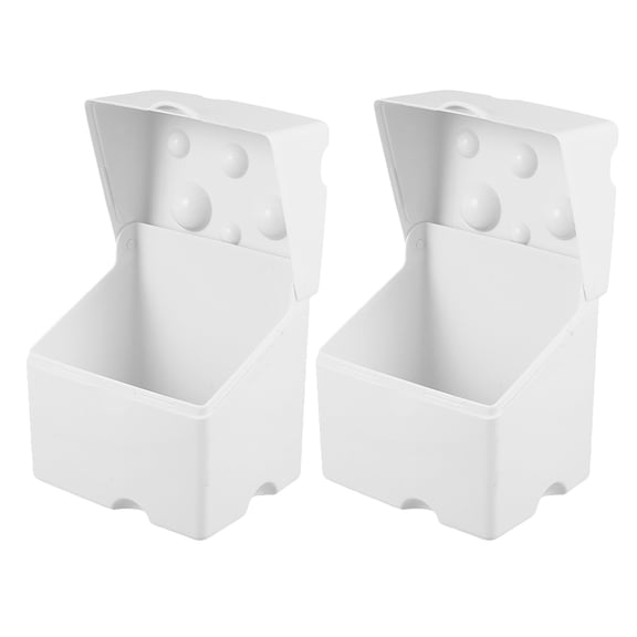 IDEANATEGRATE Cheese Holder For Refrigerator Cheese Slices Keeper Box White Abs 2Pcs Rectangular Shape