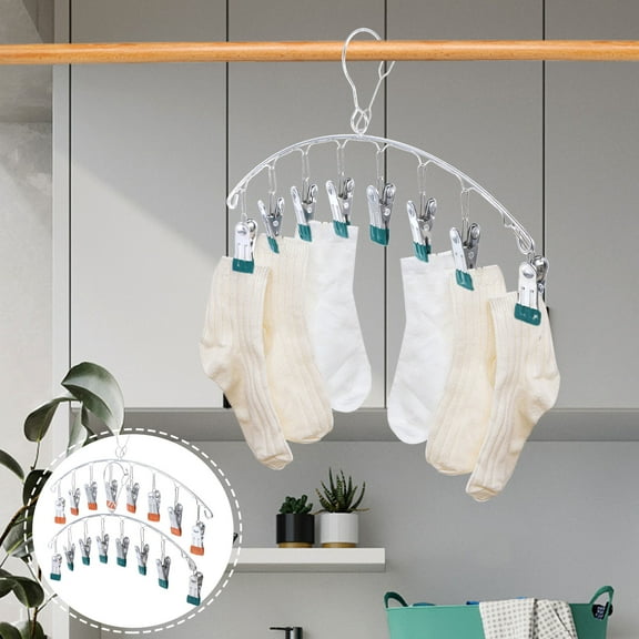 Masteelf 2 Pcs Mounted Dryer Clothes Racks Dry Sock Clips Laundry Hanger Student 39x17cm