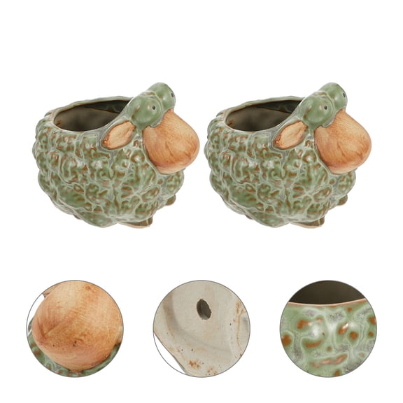 Masteelf 2 Pcs Nursery Planter Decorative Plant Pot Unique Plant Pots Green