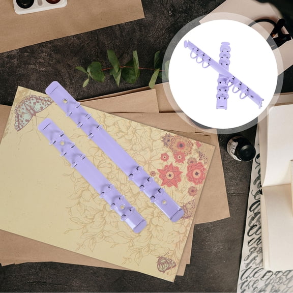 Masteelf 2 Pcs Planner Folder Binder Binding Clips Loose Leaf Purple