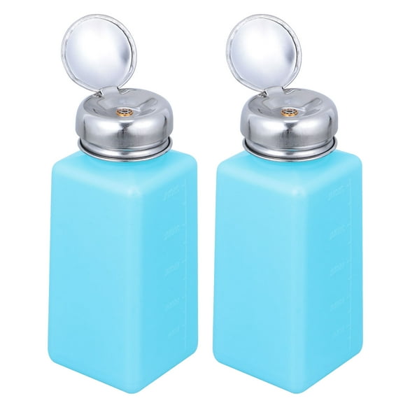 Masteelf 2 Pcs Push Alcohol Bottle Squeeze Pump Bottles for Liquids Blue