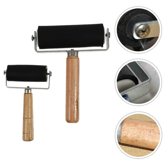 Masteelf 2 Pcs Roller Brush Durable Painting Roller Rubber Roller Drawing Rollers