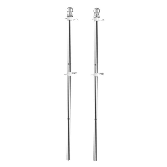 Masteelf 2 Pcs Rustproof Flag Rod Heavy Pole Garden Poles Telescopic Masonry Silver