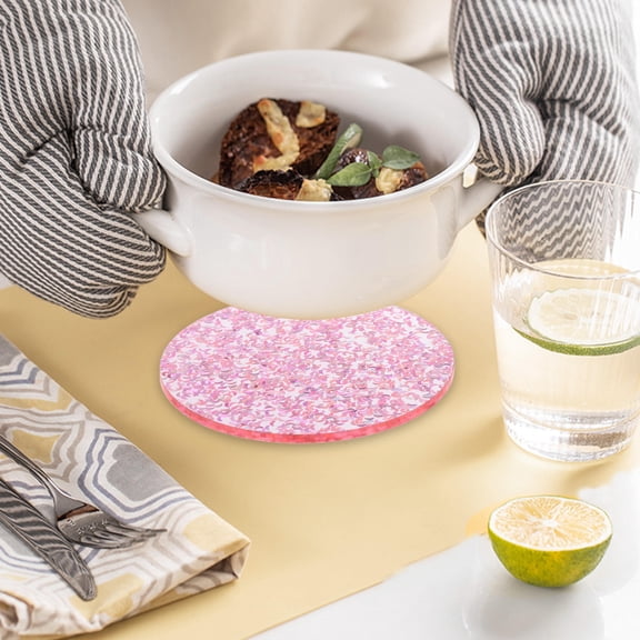 HEATSHAKING Coaster Pink Acrylic 2Pcs 3.7In