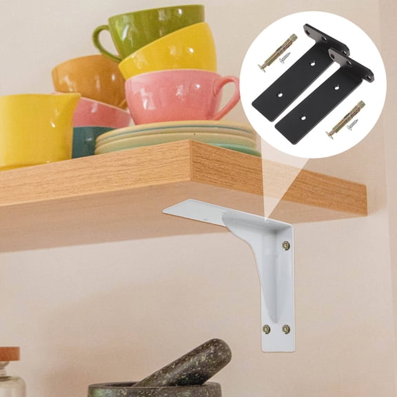 Masteelf 2-Pack Black Angled Shelf Support Brackets for Wall and Trailer Mounting