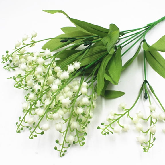 Masteelf 2 Pcs Simulation 7 Forks Convallaria Majalis Artificial Flowers Bouquet for Home Decor Wedding Props (Green)