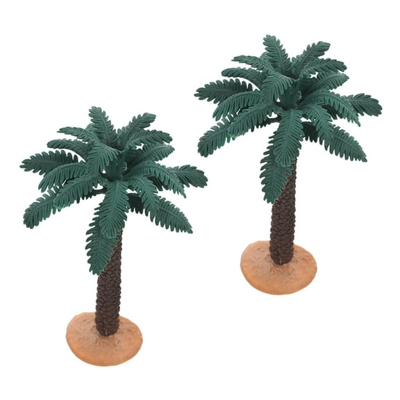 Masteelf 2 Pcs Small Car Decor Simulated Palm Tree Potted Plant 14.00X9.70X9.50CM Green