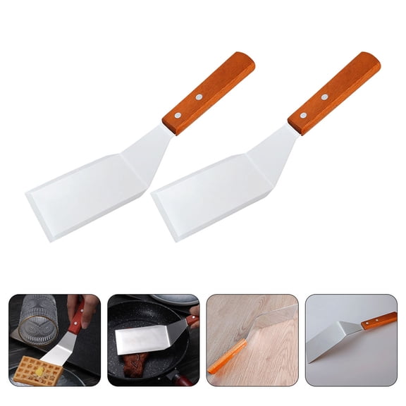 Masteelf 2 Pcs Stainless Steel Cooking Spatula Cheese Pizza Peel Scraper Saucepans Griddle