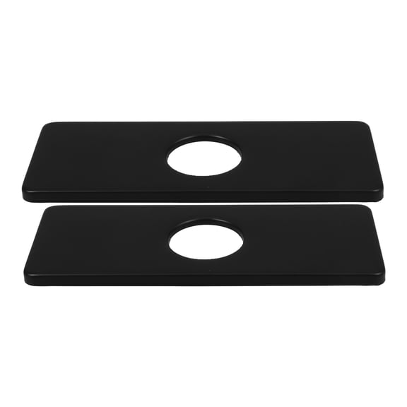 Masteelf 2 Pcs Stainless Steel Faucet Covers Deck Plate Sink Hole Escutcheons Plate Rectangular Vanity Basin Sink Covers Cap For Bathroom Or Kitchen Sink Faucet Black