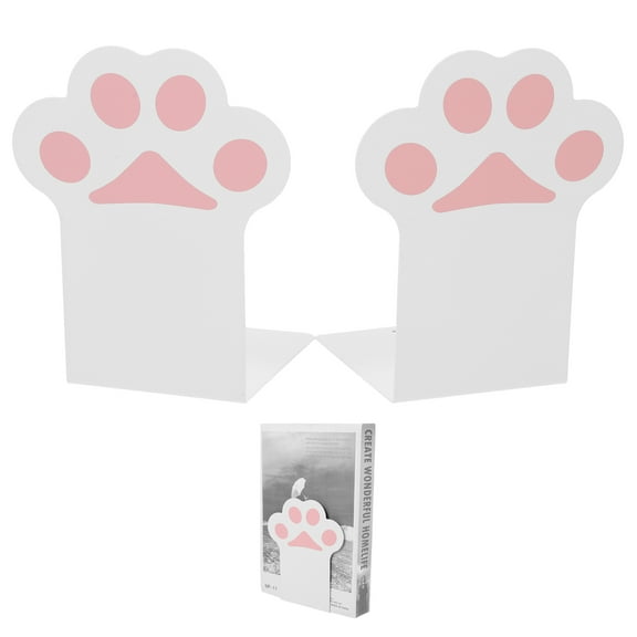 Masteelf 2 Pcs Storage Book Holder Decorative Bookends Child Office 14.5X12.2X10CM White