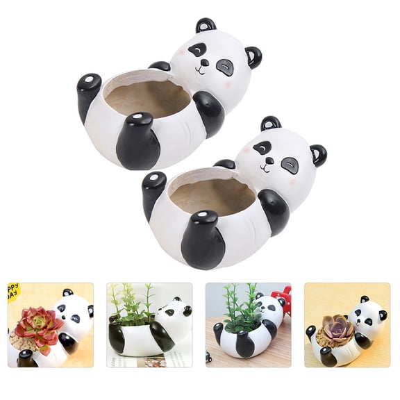 IDEANATEGRATE Cute Succulent Pot Flowerpot Resin 2Pcs Home Decor
