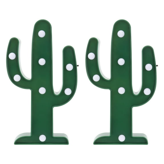 Masteelf 2-Pack USB Powered Cactus Table Lamps, Battery Operated Night Lights for Bedroom, Office, Kids Room Decor