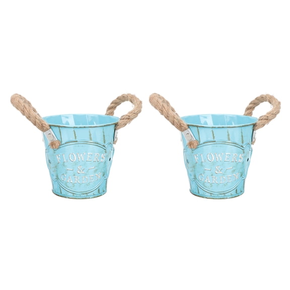 Masteelf  2 Pcs Vintage Old Flower Pot Decoration Sconce Fixture Swirls Blue