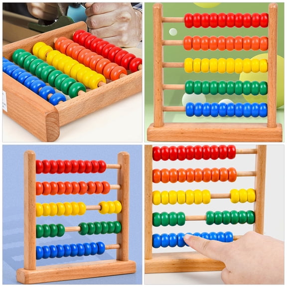 Masteelf 2 Pcs Wooden Abacus for Preschool Math Education Kids Early Learning Counting Tool Bead Counter for Toddlers Portable Wood Abacus