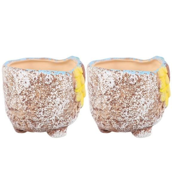 Masteelf 2 Pcs Zen Colored Plain Pottery Flower Cactus Planter Decorative