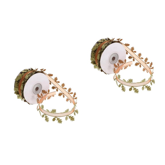 Masteelf 2 Rolls Christmas Leaf Shape Ribbon Trim Embellishment for Birthday Valentine Day Christmas Party Crafts Present Wrapping Wreath DIY 10m