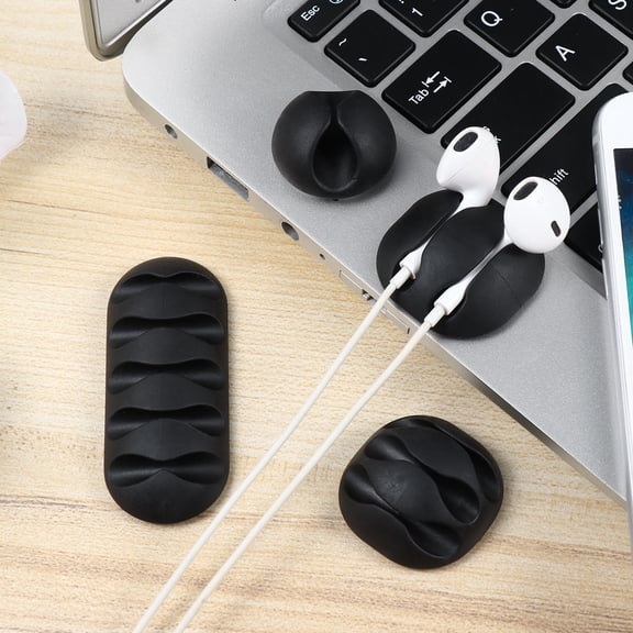 Masteelf 2 Set 20 Pcs Desktop Cable Fastener Flexible Multi Hole Wire Fixer Bobbin Winder Combination Winding Tool Black