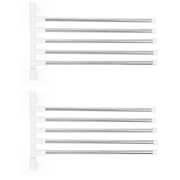 WRITWAA eelf 2 Sets Bathroom Use Wall Mounted Simple Design Towel Storage Shelf Rotatable Scratch Resistant