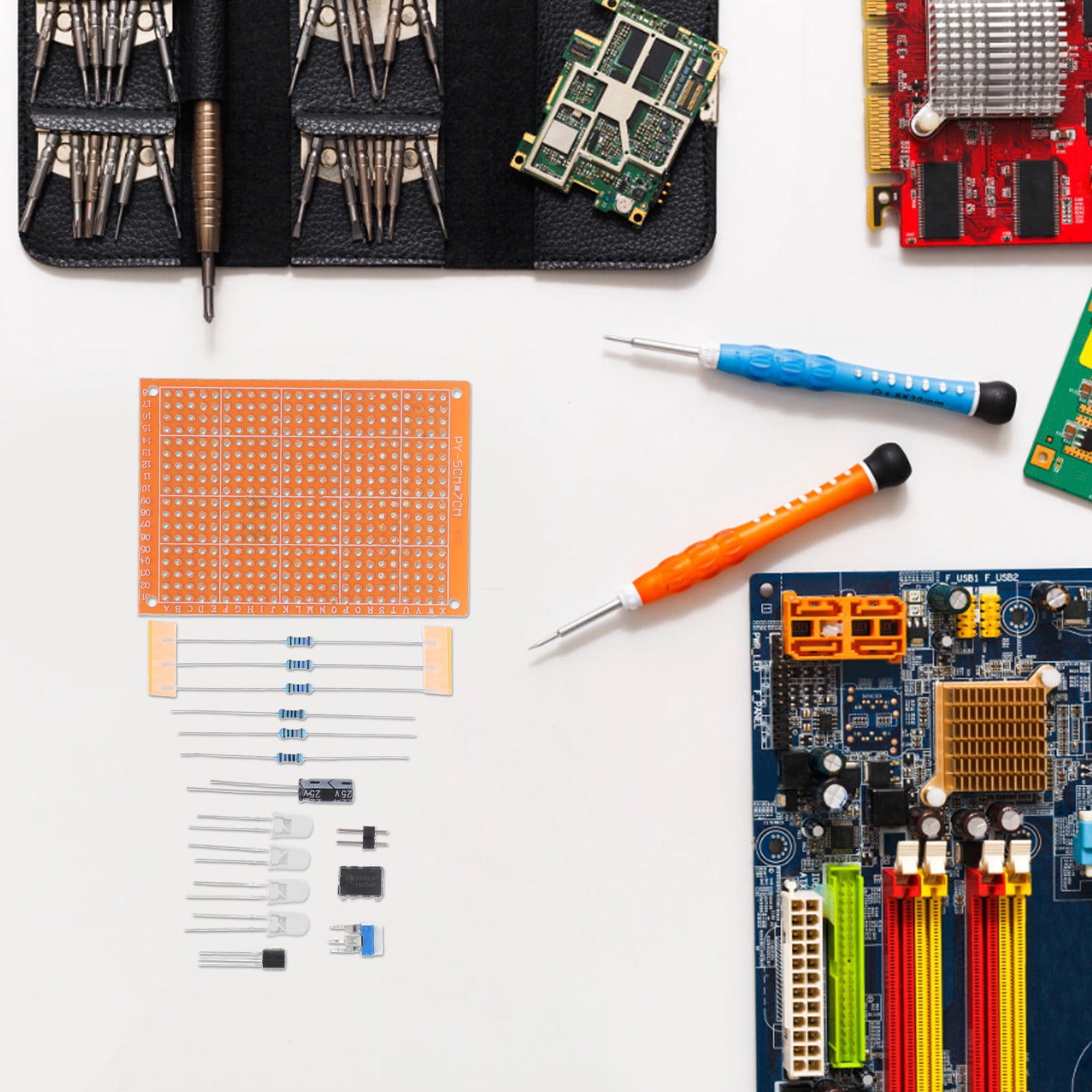 Masteelf 2 Sets Circuit Board DIY Kit for Students Soldering Practice