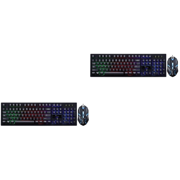 Masteelf 2 Sets Wired Mechanical Touch Keyboard Mouse USB Luminous Mouse Keyboard Set