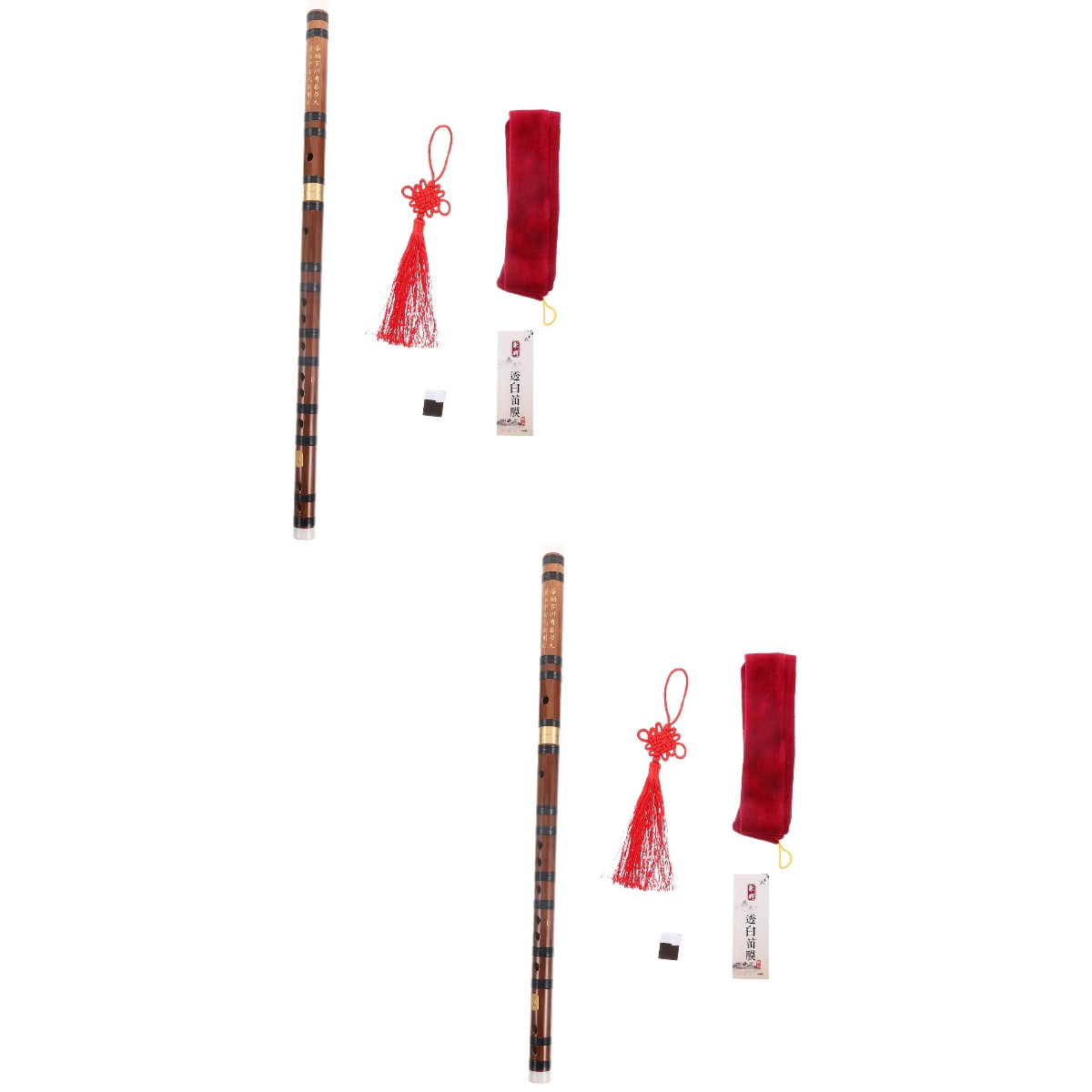 Masteelf 2 Sets  of Chinese Style Bamboo Flute Kids Adults Portable Flute for Beginner D Tone