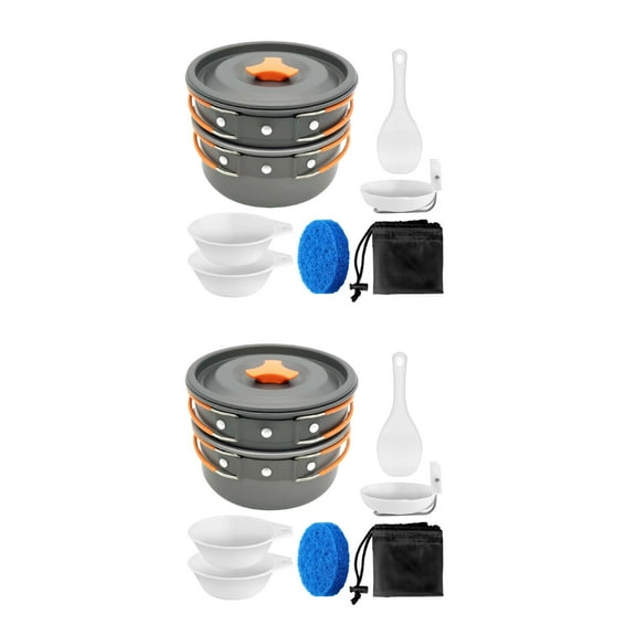 Masteelf 2 Sets of Travel Cooking Set Outdoor Cookware Set Hiking Camping Cookwares