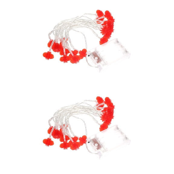 Masteelf 2 Strings of New Year Hanging Lantern With Light Battery Operated Lantern Pendant Small Lantern Light