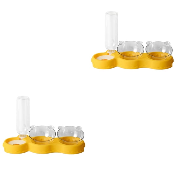 Masteelf 2 pcs 3-in-1 Cat Pet Bowl Automatic Water Dispenser Double Food Bowl Feeder