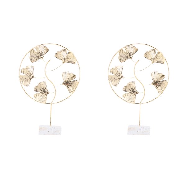 Masteelf 2-Piece Decorative Golden Leaf Models for Hotel and Home Desktop Ornament, Elegant Household Furnishing Accents