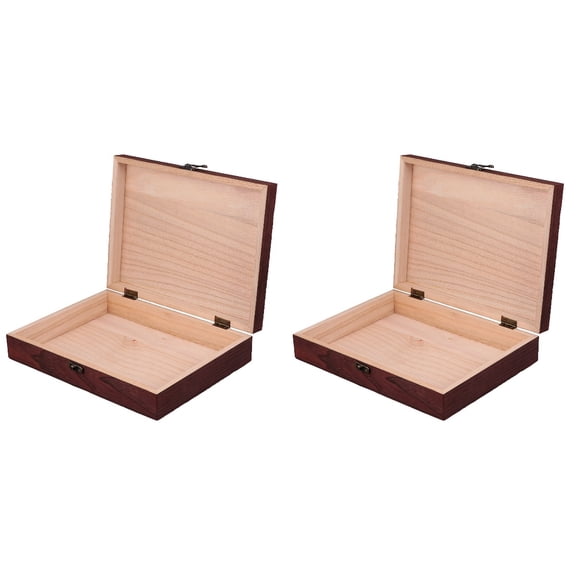 Masteelf 2 pcs  Decorative Storage Vintage Box Wood Organizer Packaging Box with Buckle