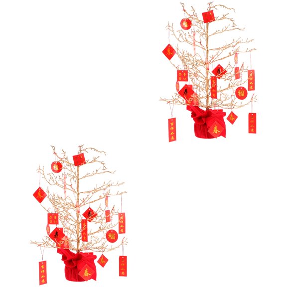 Masteelf 2 pcs Delicate Spring Festival Tree Decor Luck Tree Decor Table Tree Decor (Random Style)